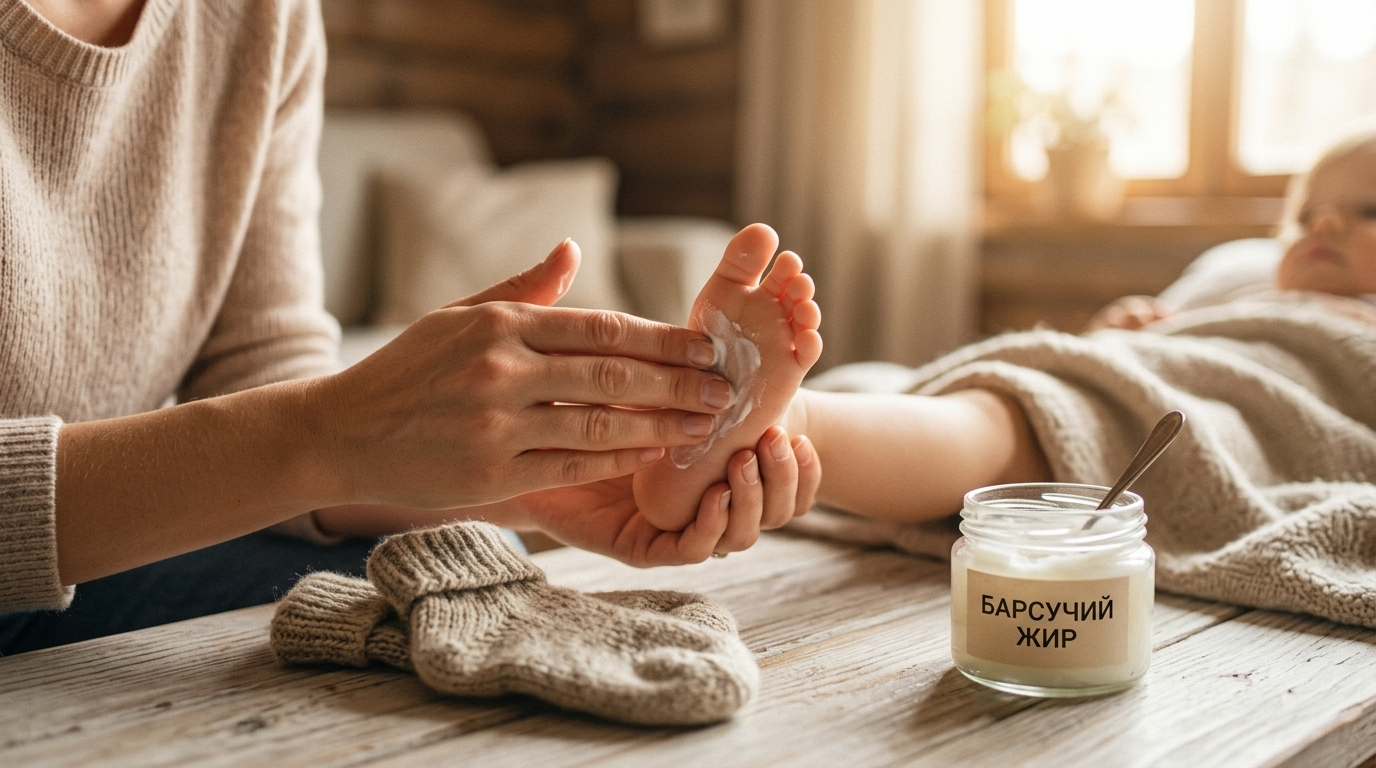 Массаж стоп с барсучьим жиром: природная помощь при детском кашле