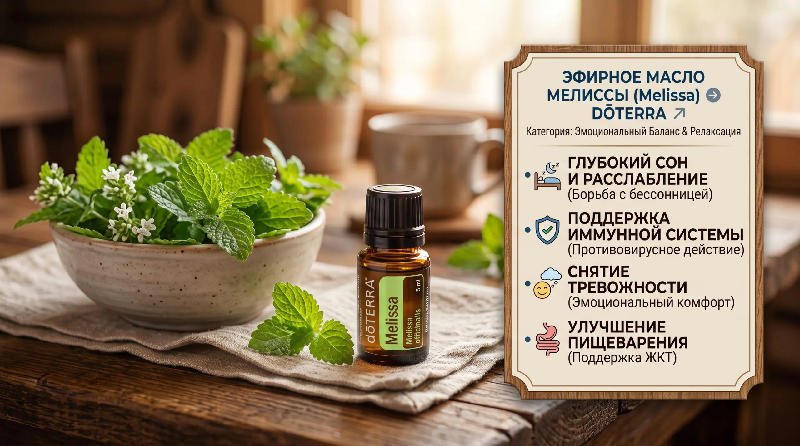 Ценное и мощное масло Doterra для нервной и иммунной систем Melissa